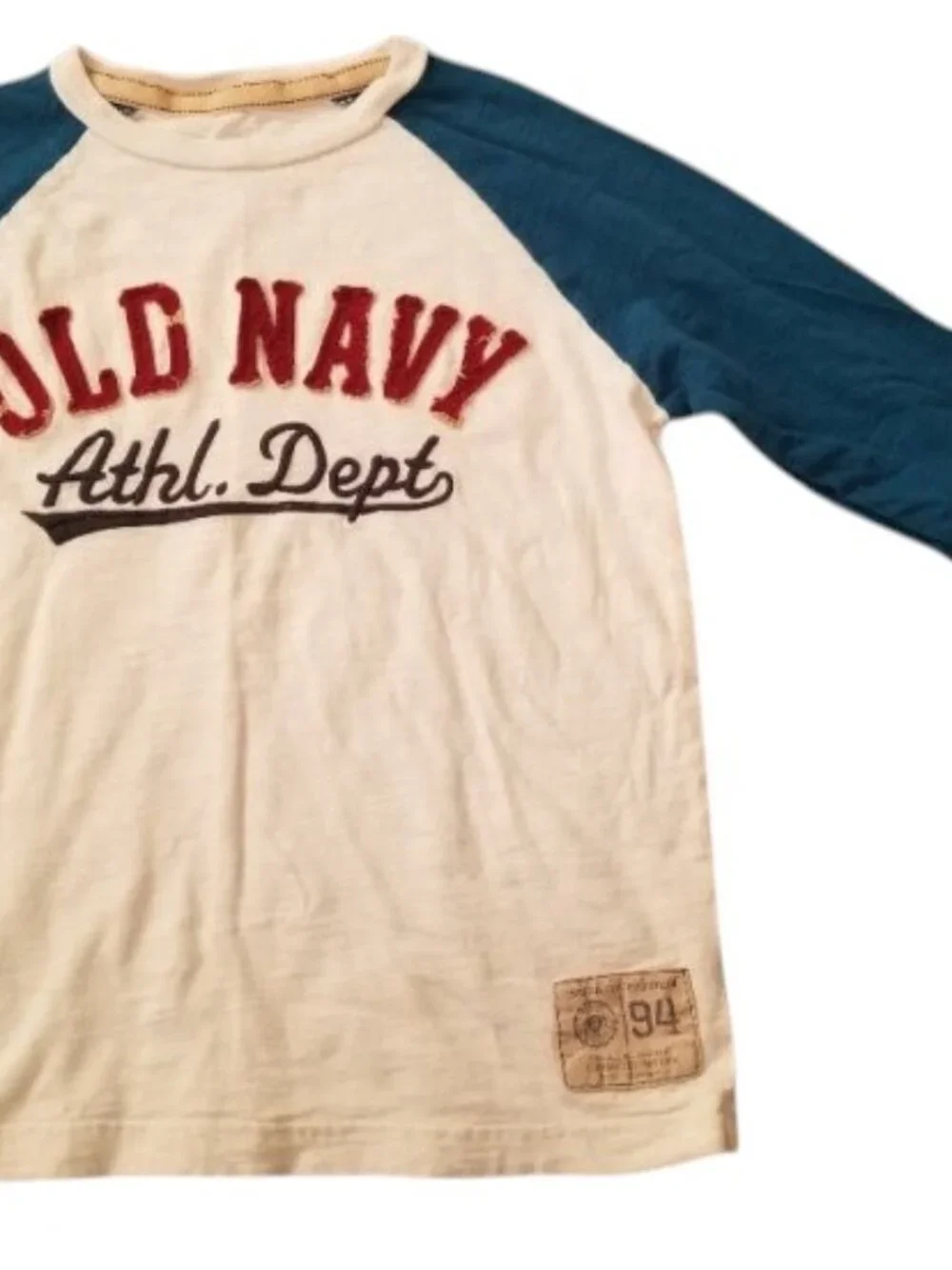 OLD NAVY Blue and Off White Raglan Long Sleeved Top Boys M Size 8